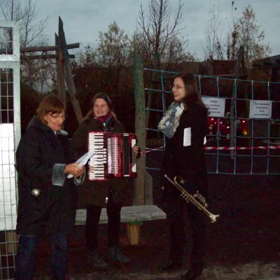 St.-Martins-Umzug - begleitet mit Akkordeon und Trompete.